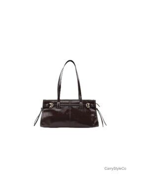 Synthetic East-West Shoulder Bag Medium Everyday Handbag Zip